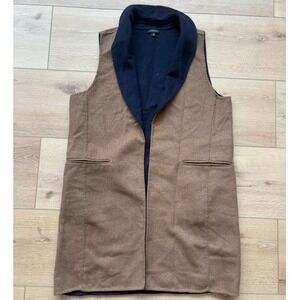 Talbots Womens Camel Brown Wool Blend Long Vest‎ Shawl career size medium